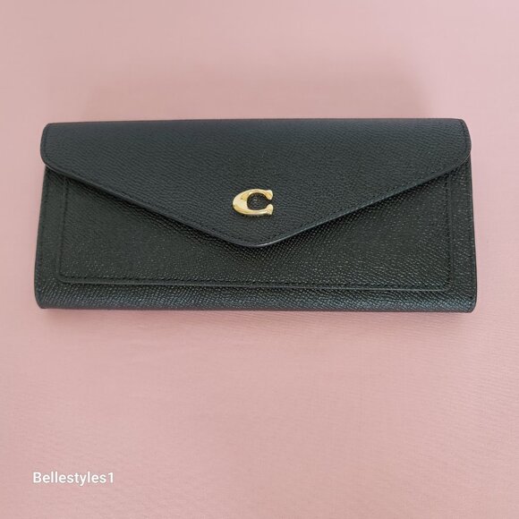 COACH Wyn Envelope Crossgrain Leather Wallet- Black color - Picture 9 of 16